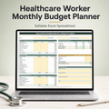 Healthcare Worker Monthly Budget Planner | Editable Excel Spreadsheet