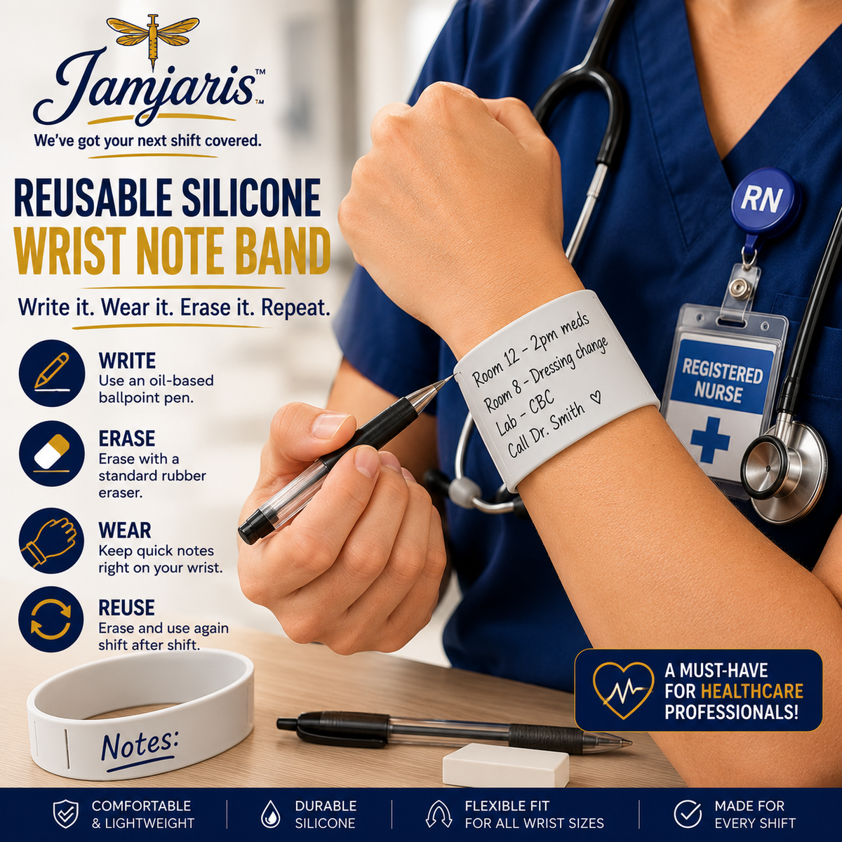 Reusable Silicone Memo Wristband – Wearable Note Bracelet