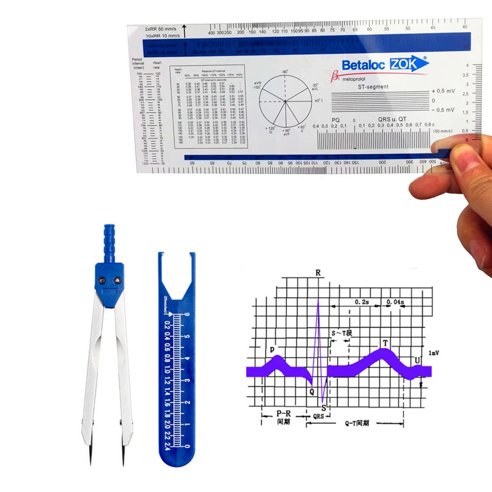 ECG/EKG Measurement Ruler – Cardiac & Nursing Reference Tool